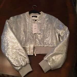 SPECIAL EDITION SILVER TEXTURED BOMBER - M
